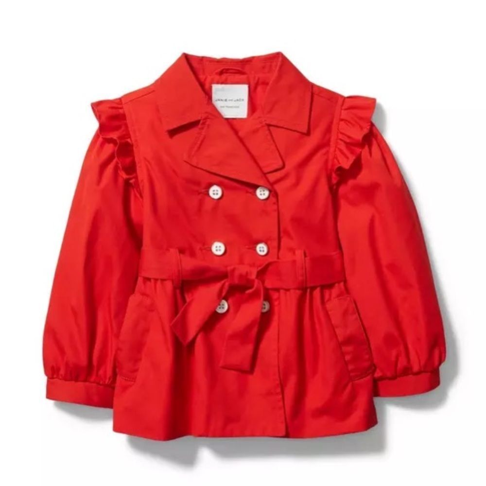 NWT Janie & Jack Girls Valentine Red Trench Coat - Size 3/4